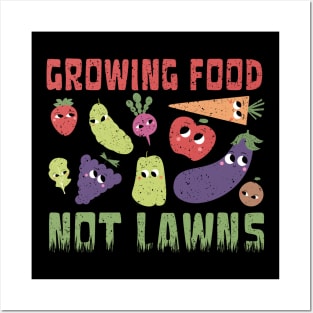 Growing Food Not Lawns Distressed Fruit Vegetable Funny Cute Permaculture Vintage Posters and Art